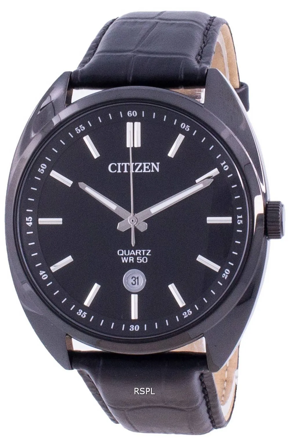 HORSMontre Citizen avec cadran noir en cuir à quartz BI5095-05E pour homme