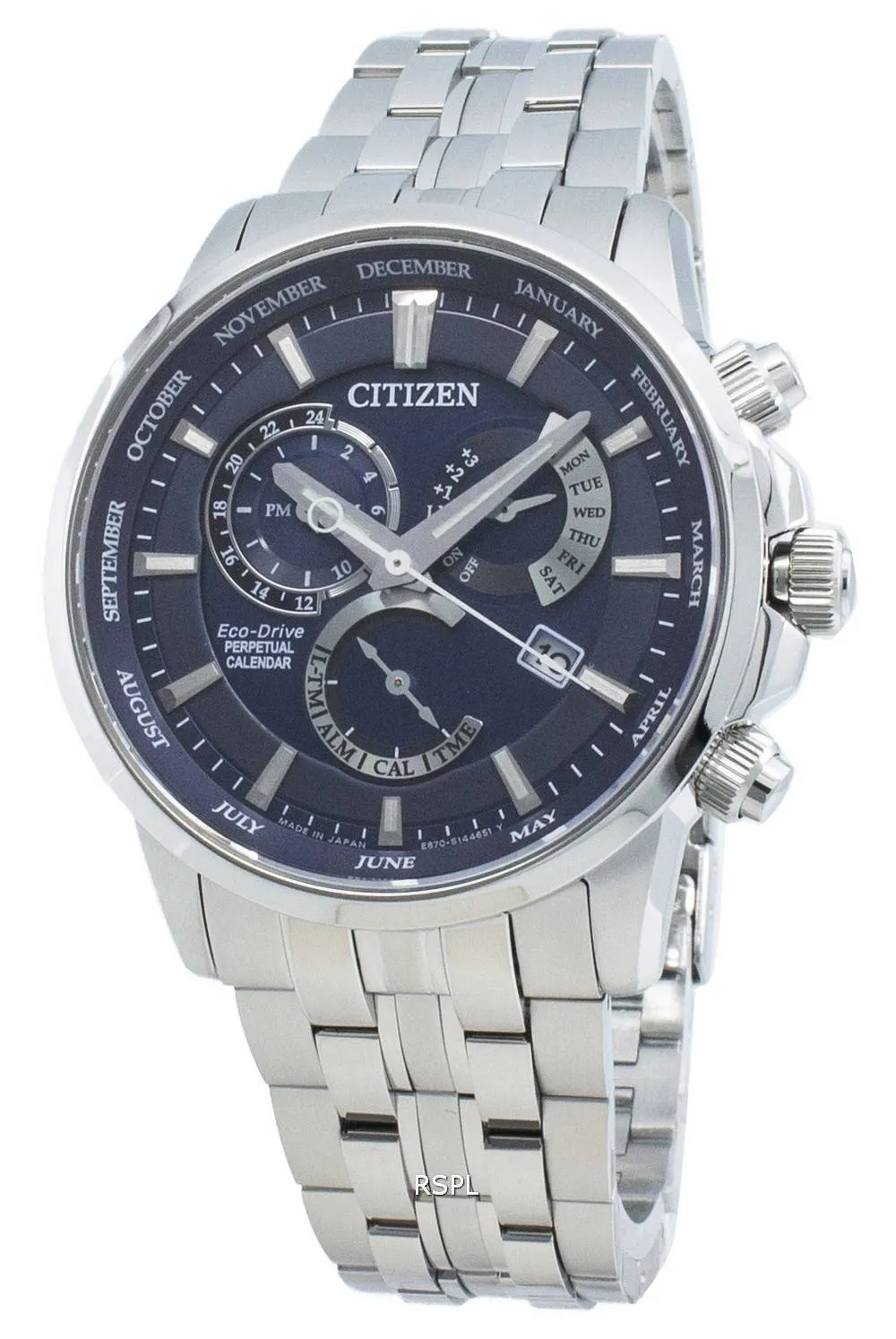 Montre pour homme Citizen Perpetual BL8141-87L Eco-Drive fabriquée au Japon