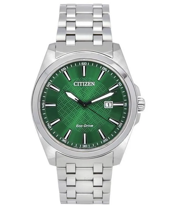 Montre pour homme Citizen Peyten en acier inoxydable avec cadran vert Eco-Drive BM7530-50X 100M