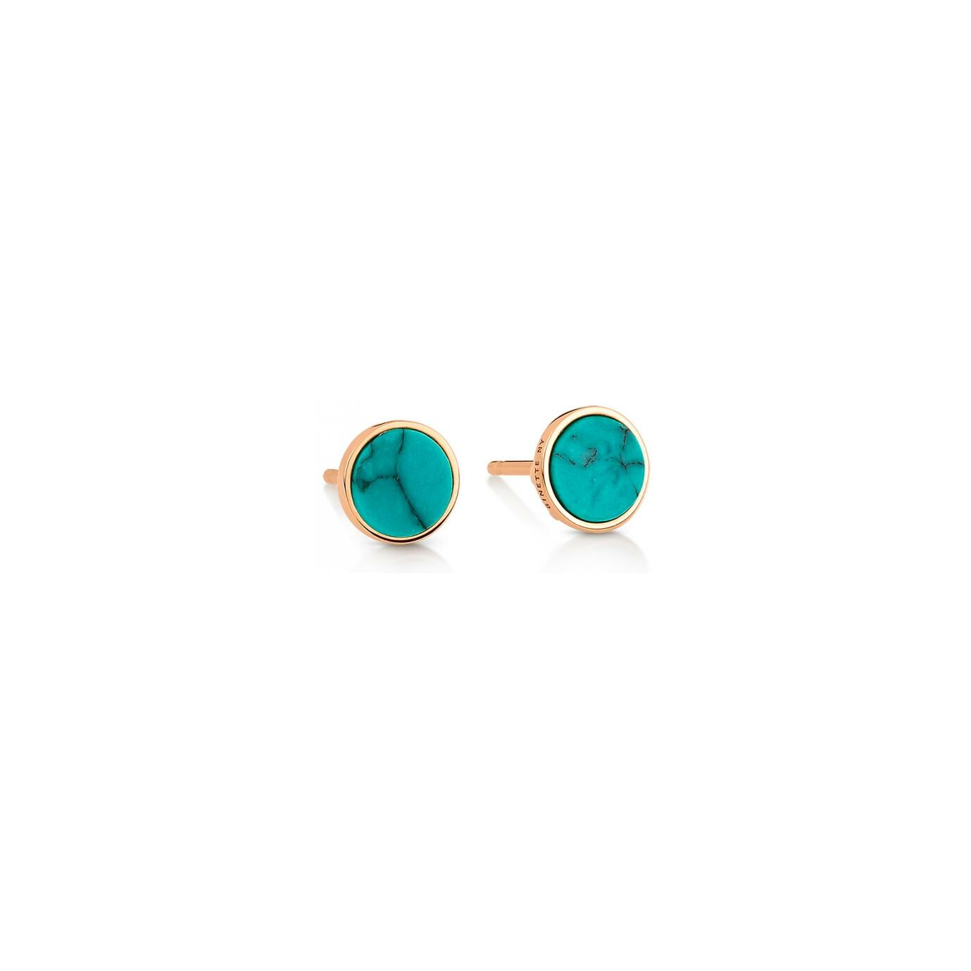 Achat Boucles d'oreilles Ginette NY EVER DISC en or rose et turquoise