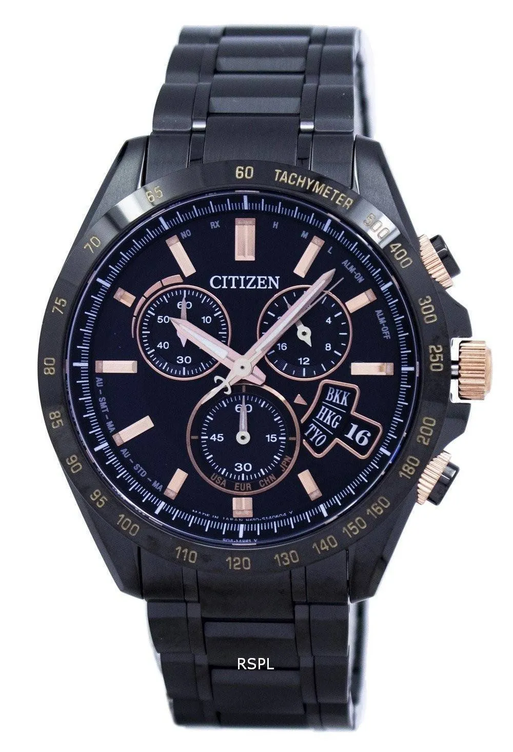 Citizen Eco-Drive Chronograph mondiale temps Japon faite BY0135-57F montre homme