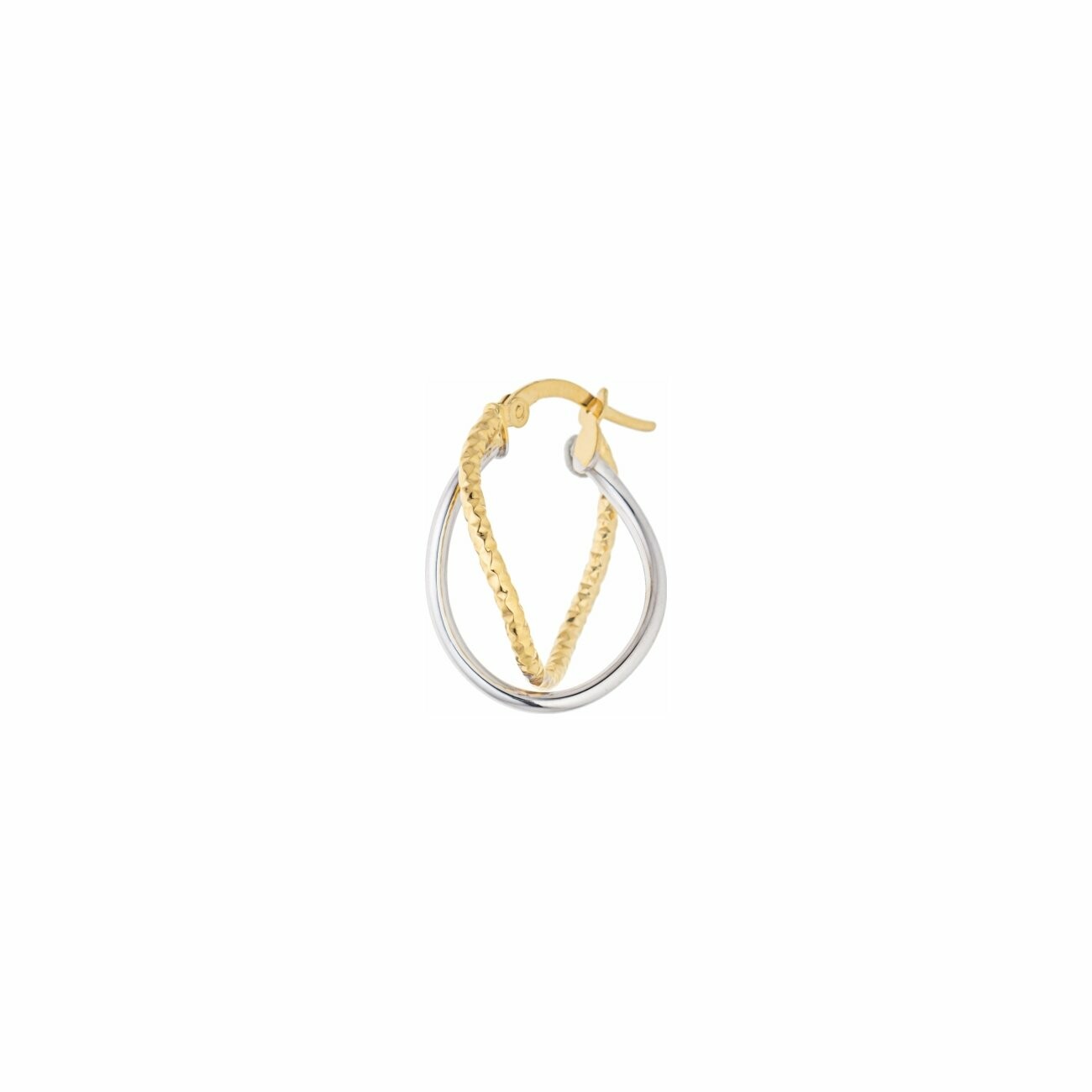 Achat Créoles en or jaune et or blanc