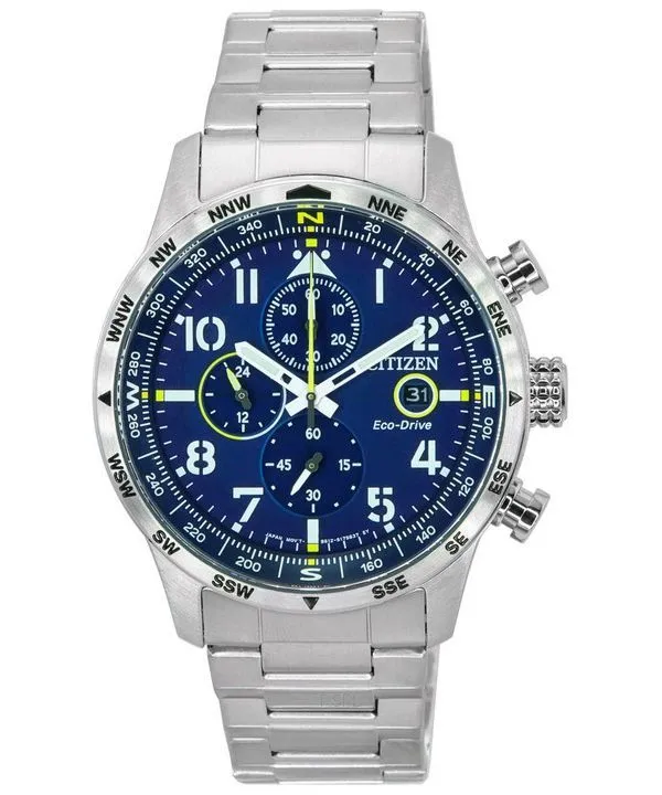 Citizen Pilot Acier Inoxydable Cadran Bleu Chronographe Eco-Drive CA0790-83L 100M Montre Homme