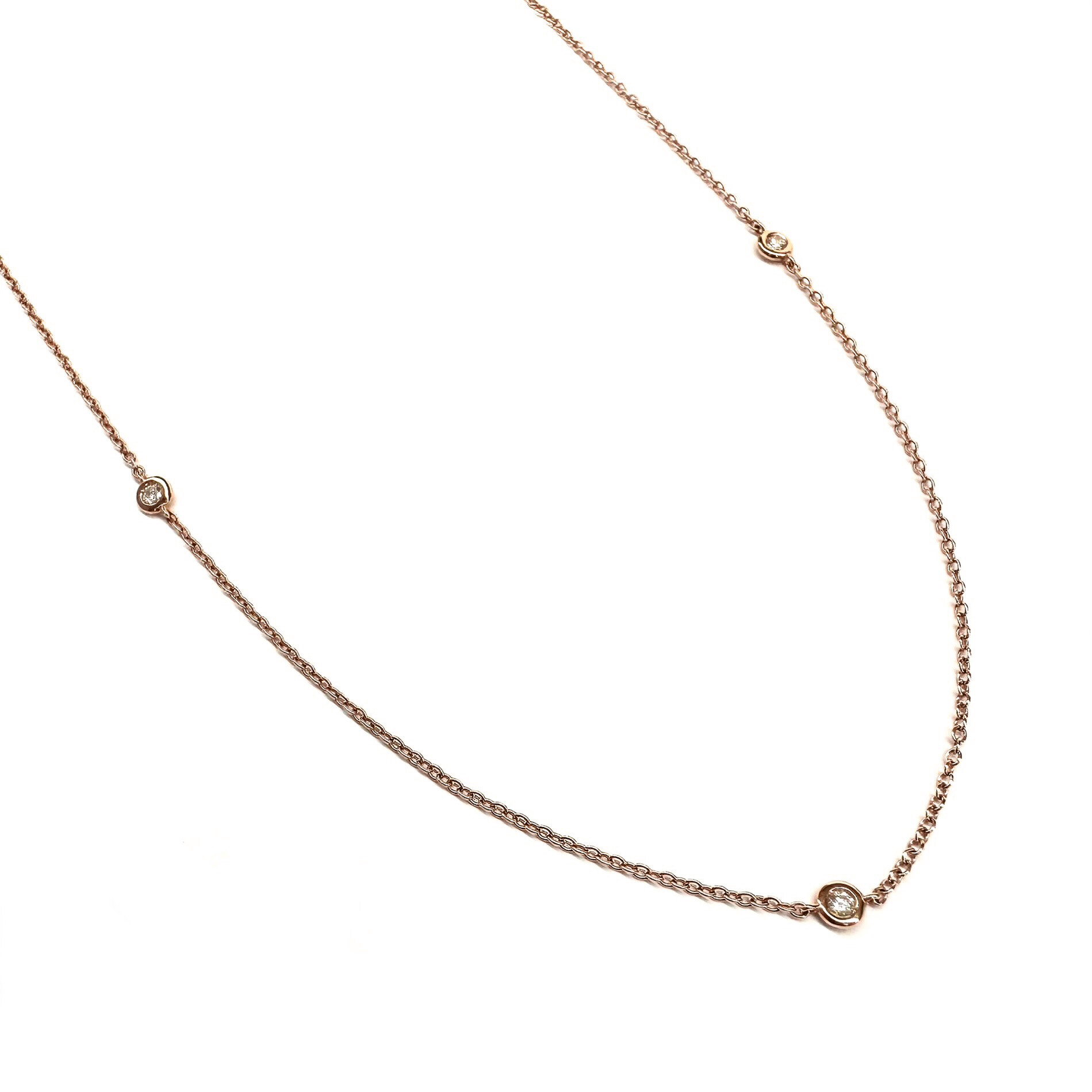 Achat Collier or rose cinq diamants serti clos