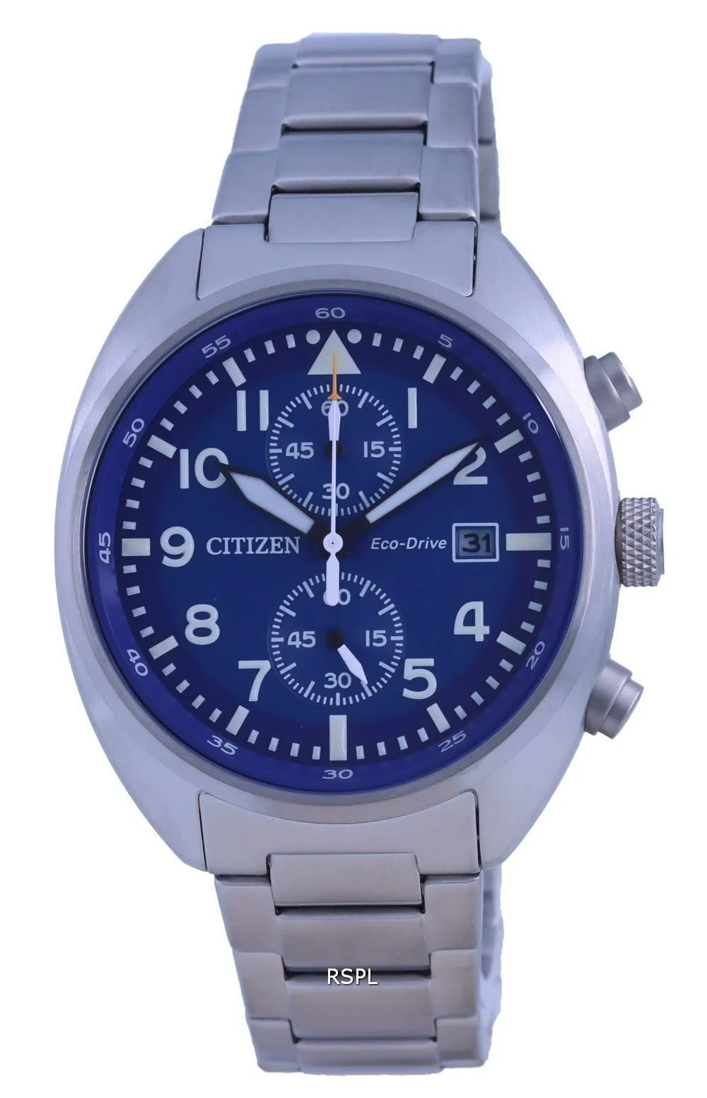 Montre Citizen Chronographe Cadran Bleu Acier Inoxydable Eco-Drive CA7040-85L 100M Homme