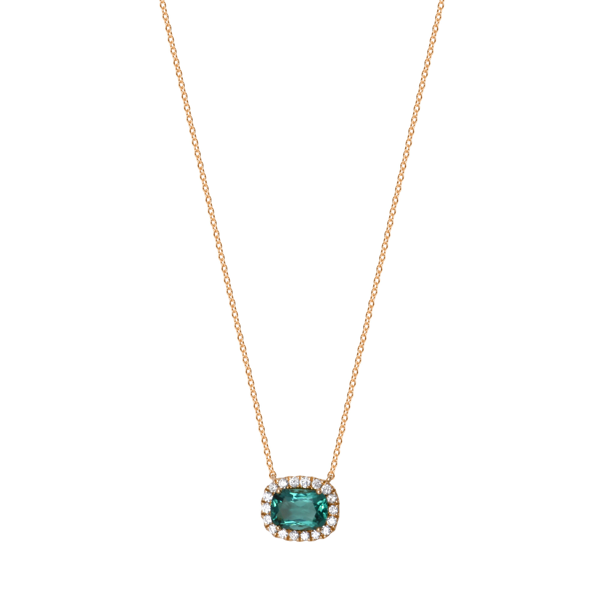 Achat Collier San Marco en or rose, quartz vert et diamants