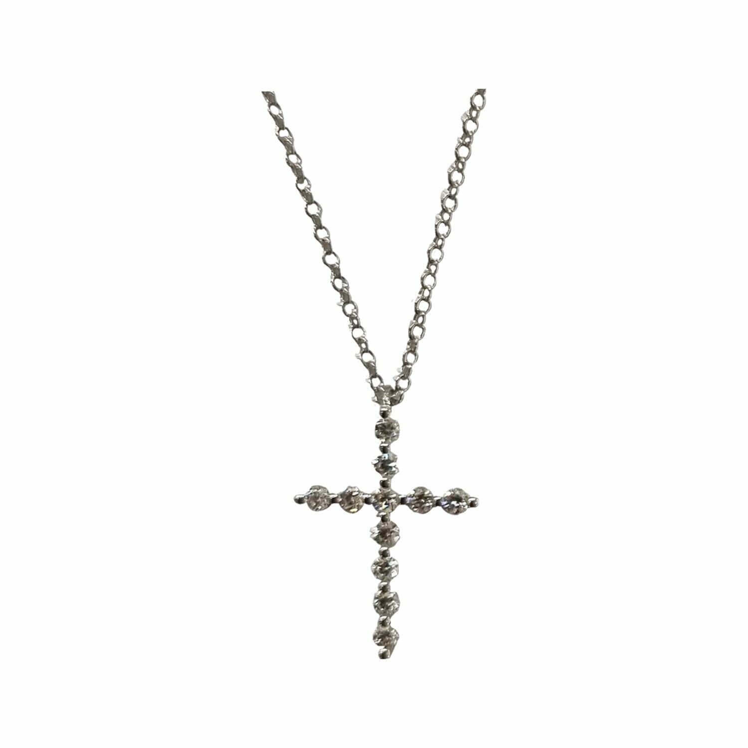 Achat Collier croix en or gris et diamants