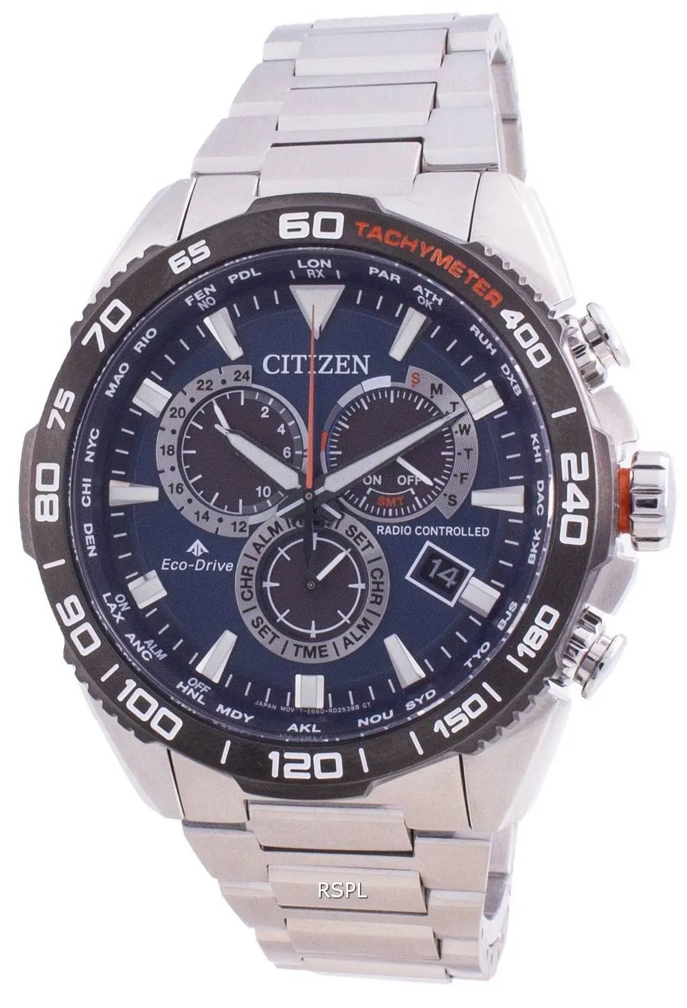 HORSMontre pour homme Citizen Promaster à heure mondiale radiocommandée Eco-Drive CB5034-82L 200M