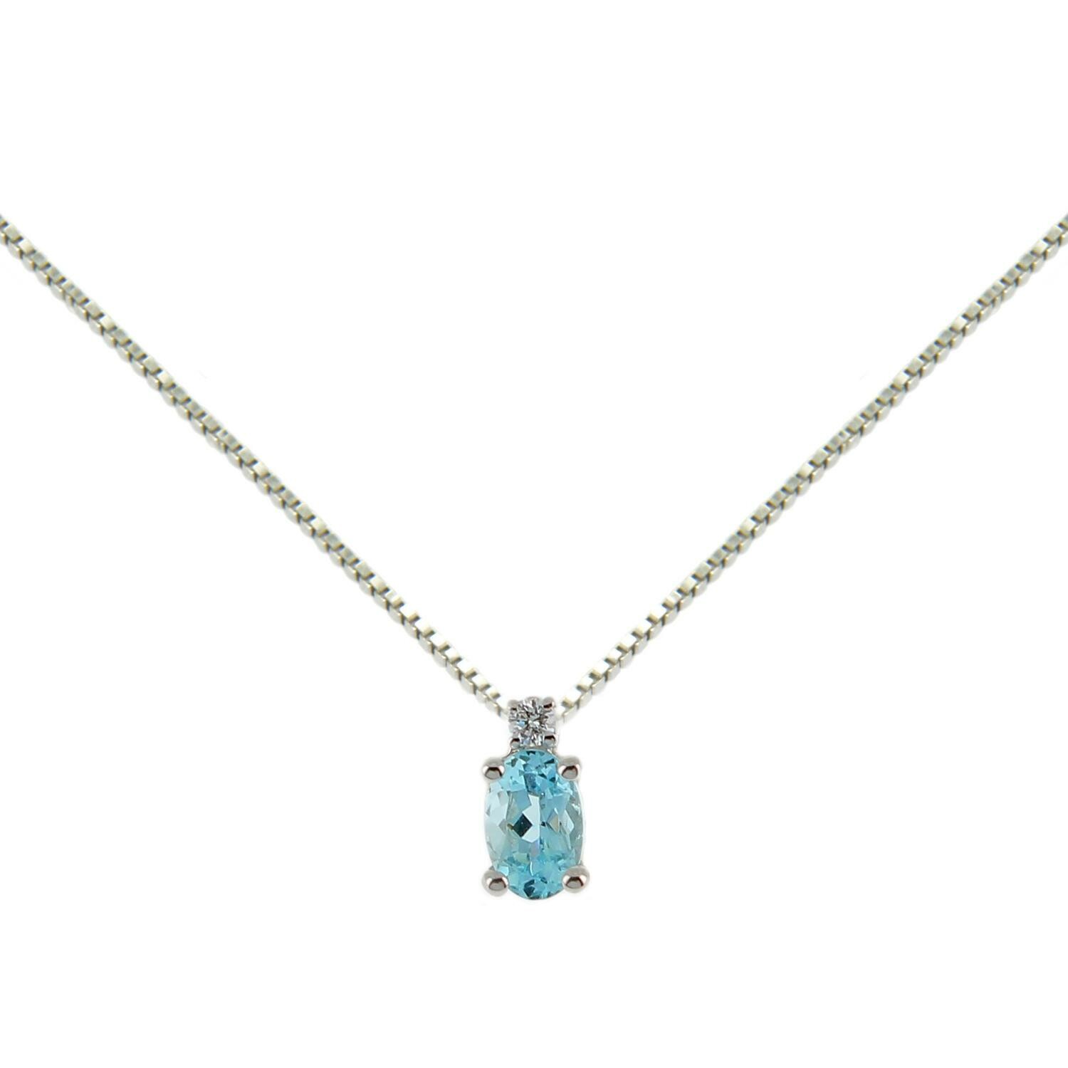 Achat Collier en or blanc, aigue marine et diamants