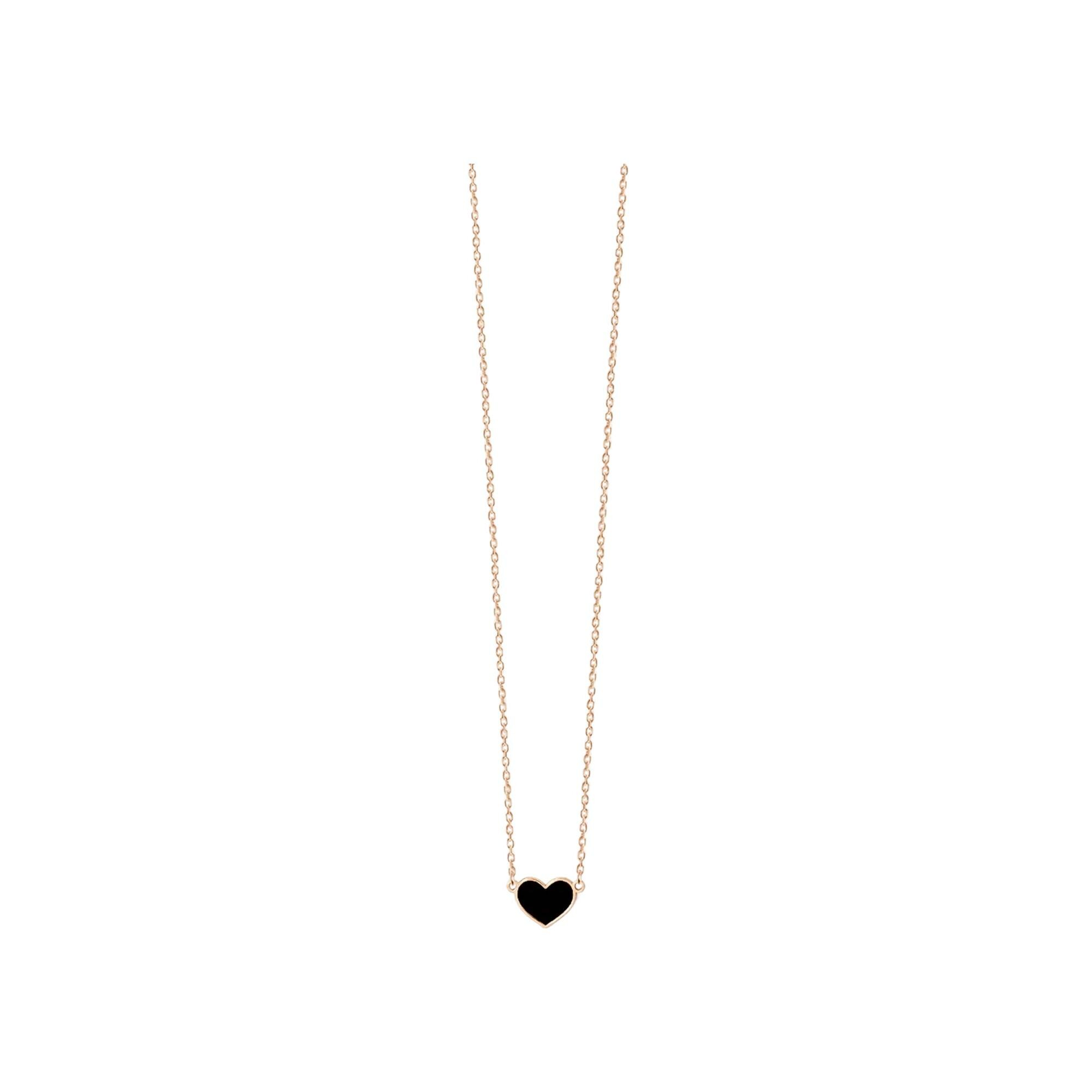 Collier Vanrycke Emoji Cœur en or rose et email