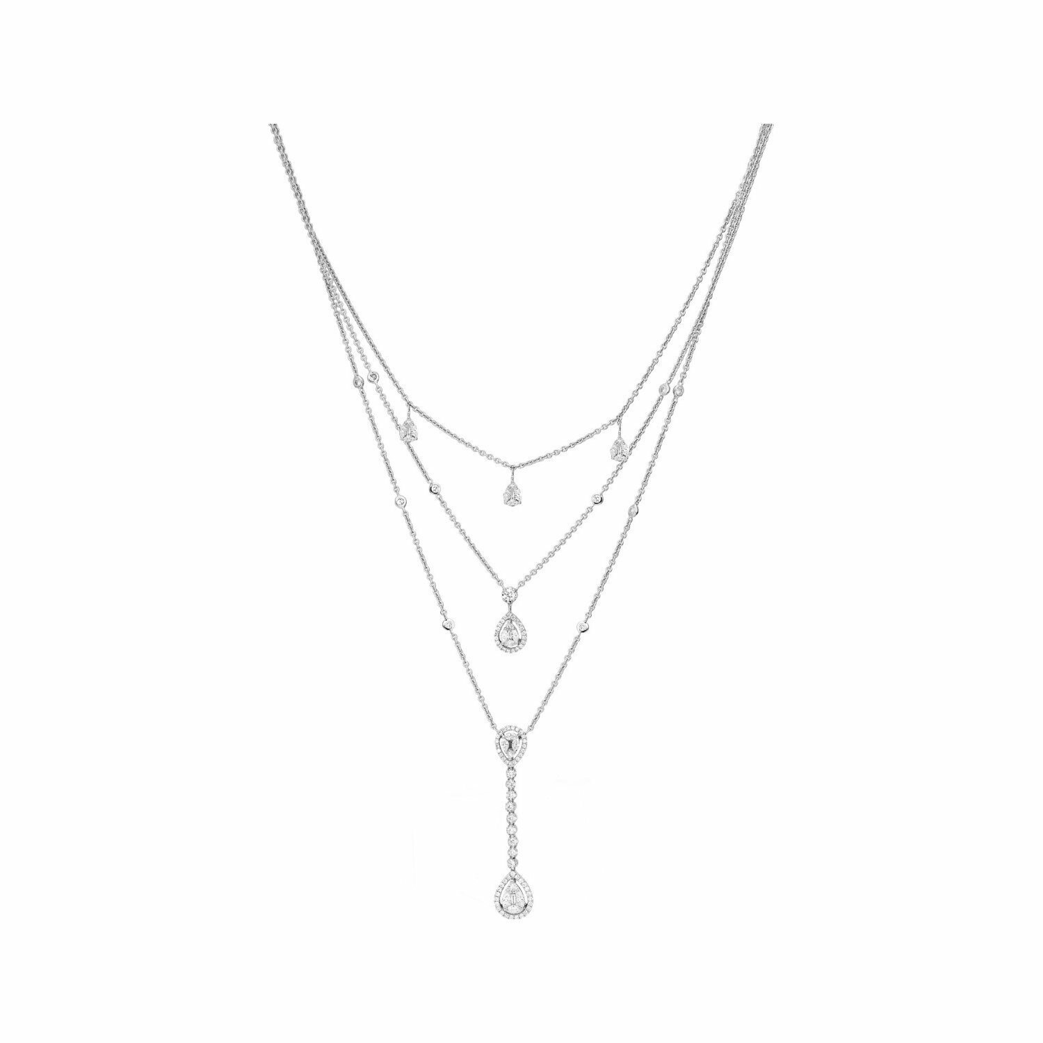 Achat Collier triple rangs en or blanc et diamants