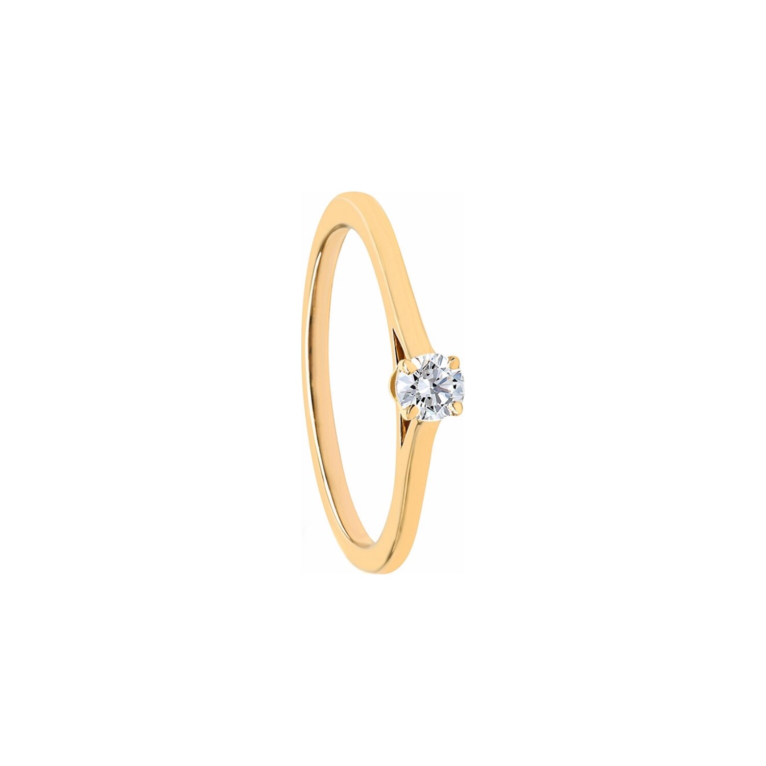 Achat Solitaire Laura lisse en or jaune 18 carats et diamant 0.15ct