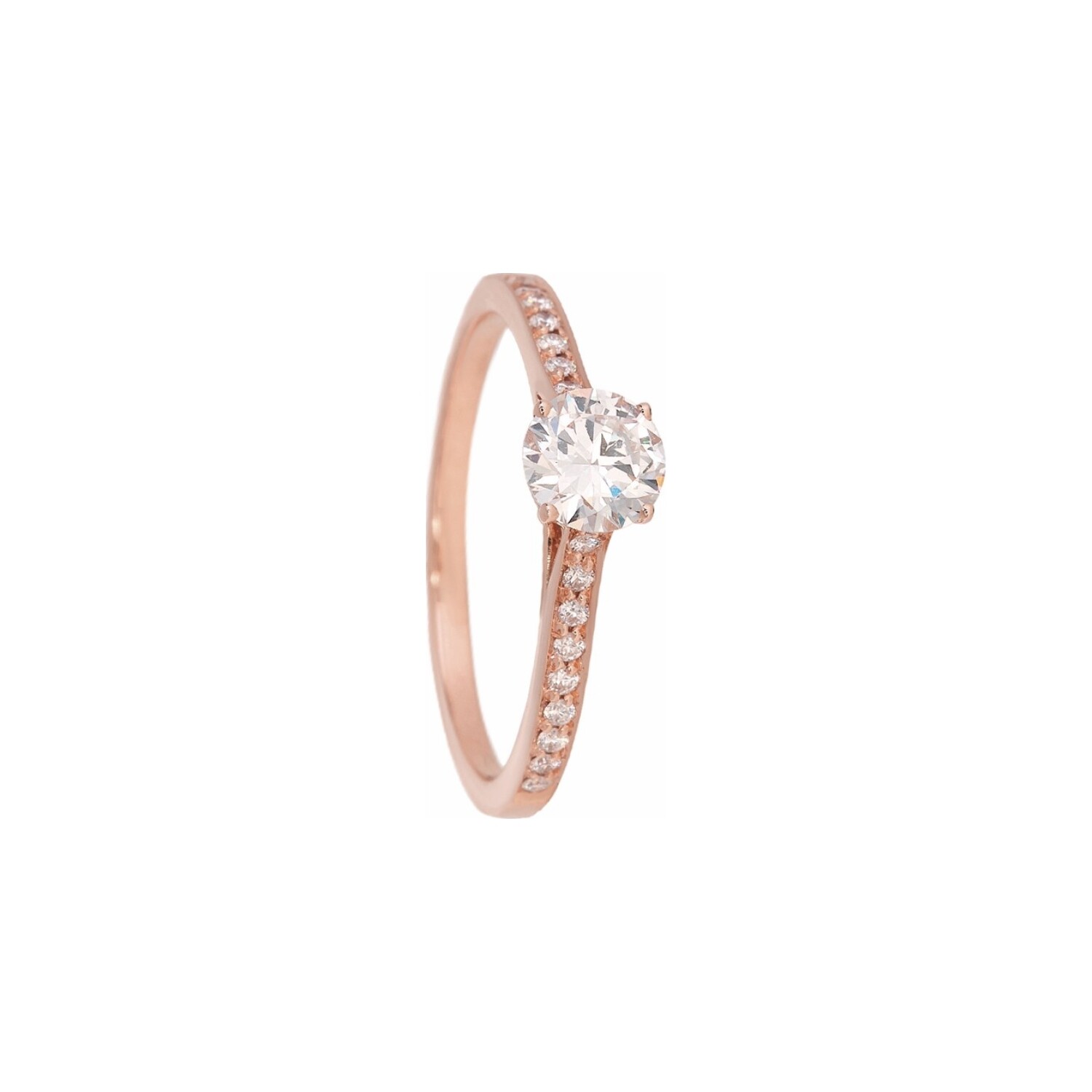 Achat Solitaire Clara pavé en or rose 18 carats et diamants 0.5ct + 0.12ct