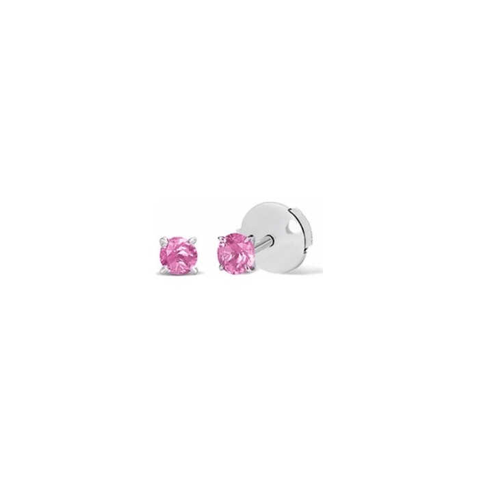 Achat Boucles d'oreilles Laura 4 griffes en or blanc 18 carats, saphir rose et diamants