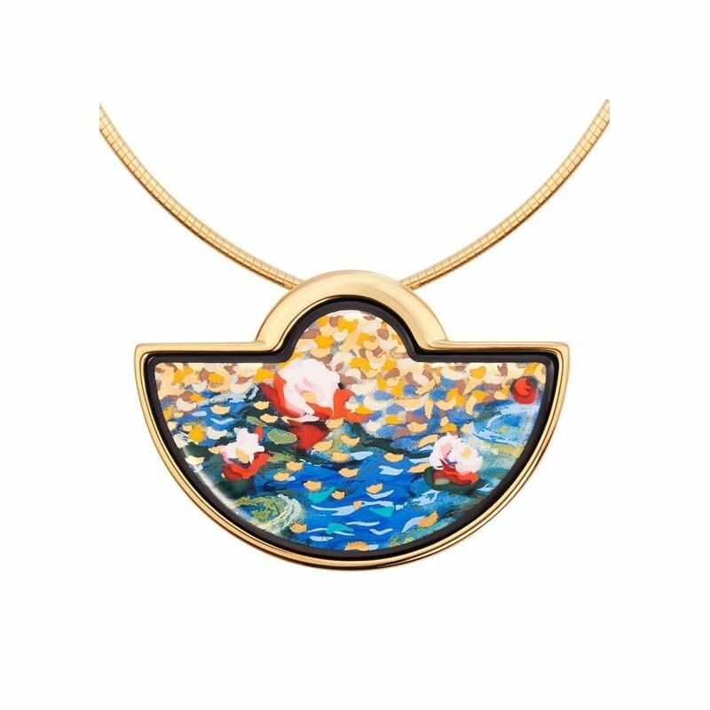 Achat Pendentif FREYWILLE Hommage à Claude Monet Half-Moon en email plaqué or jaune