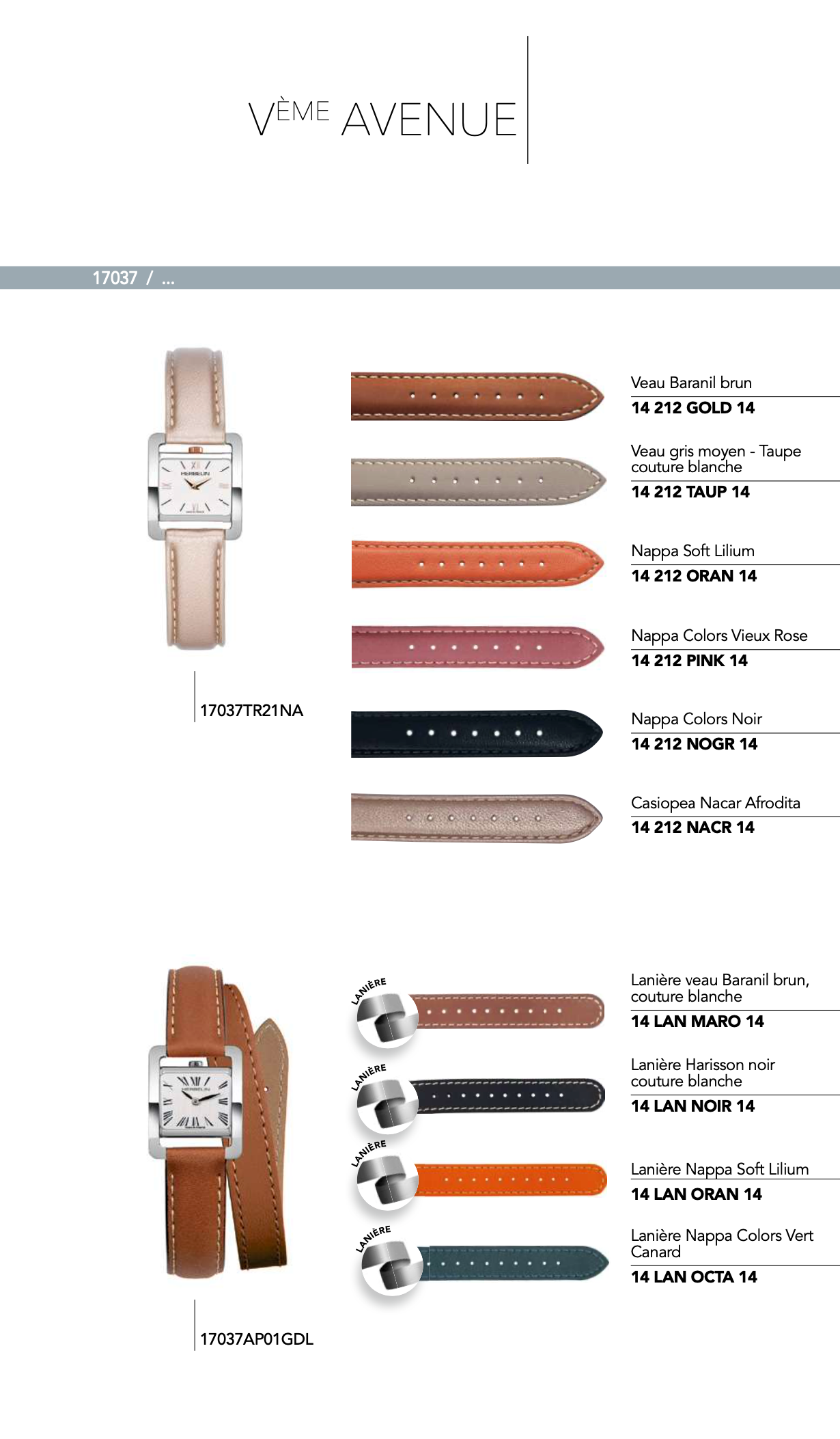 Recharge Bracelet en cuir pour montre *Vème Avenue* série 17037 / ...