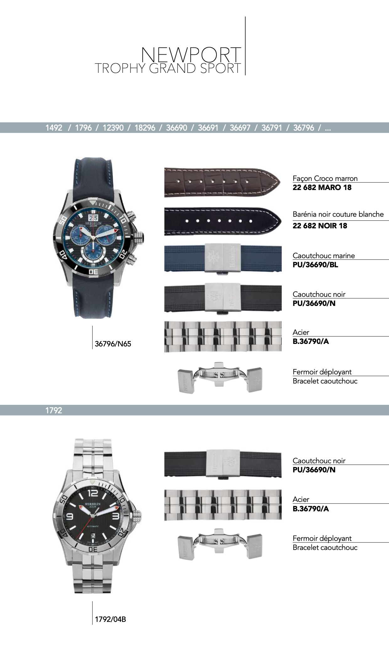 Recharge Bracelet pour *NEWPORT TROPHY GRAND SPORT * 1492 /1792/1796 / 12390 / 18296 / 36690 / 36691 / 36697 / 36791 / 36796 / ...