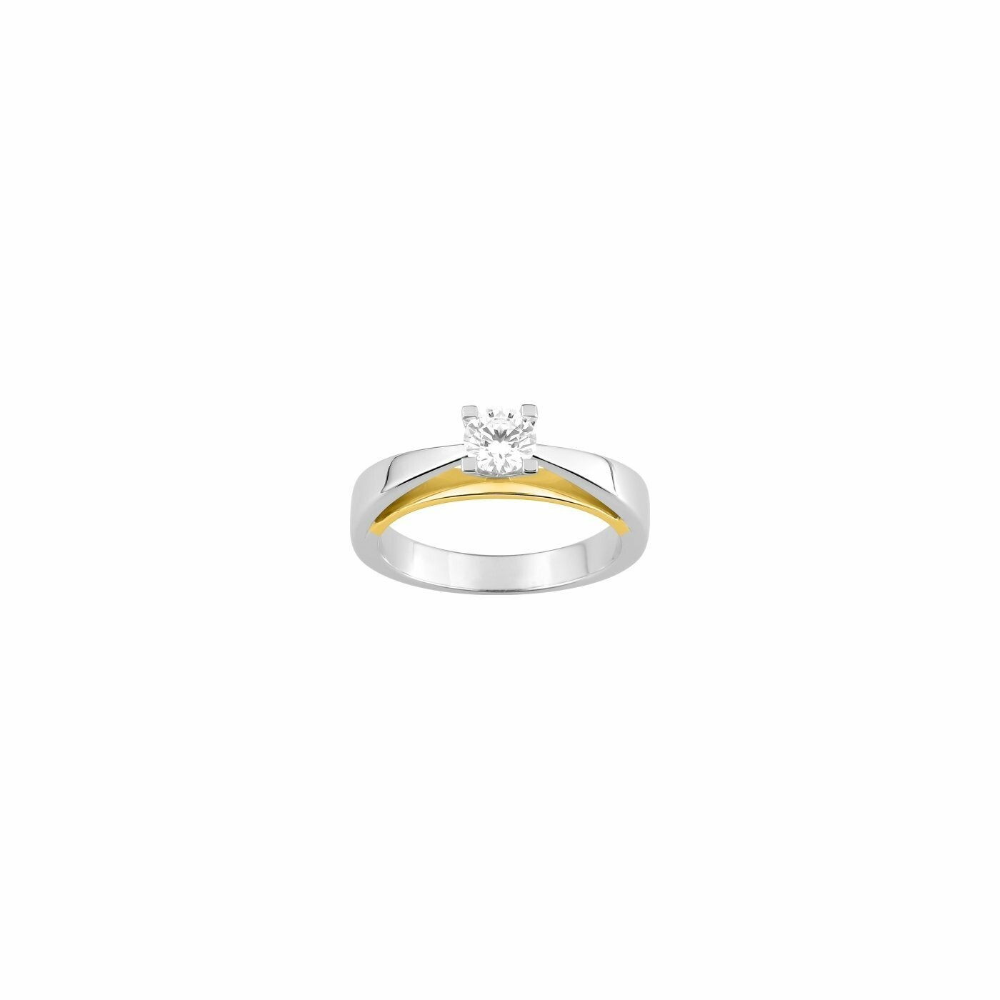 Achat Bague en or blanc, or jaune et diamants