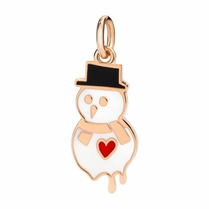 Achat Pendentif DoDo Bonhomme de neige en or rose et émail