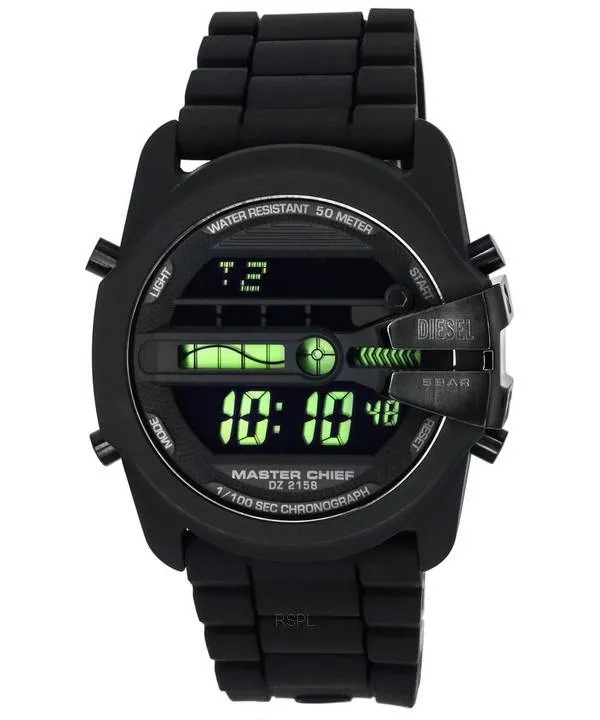 Diesel Master Chief Bracelet en silicone numérique Cadran noir Quartz DZ2158 Montre pour homme
