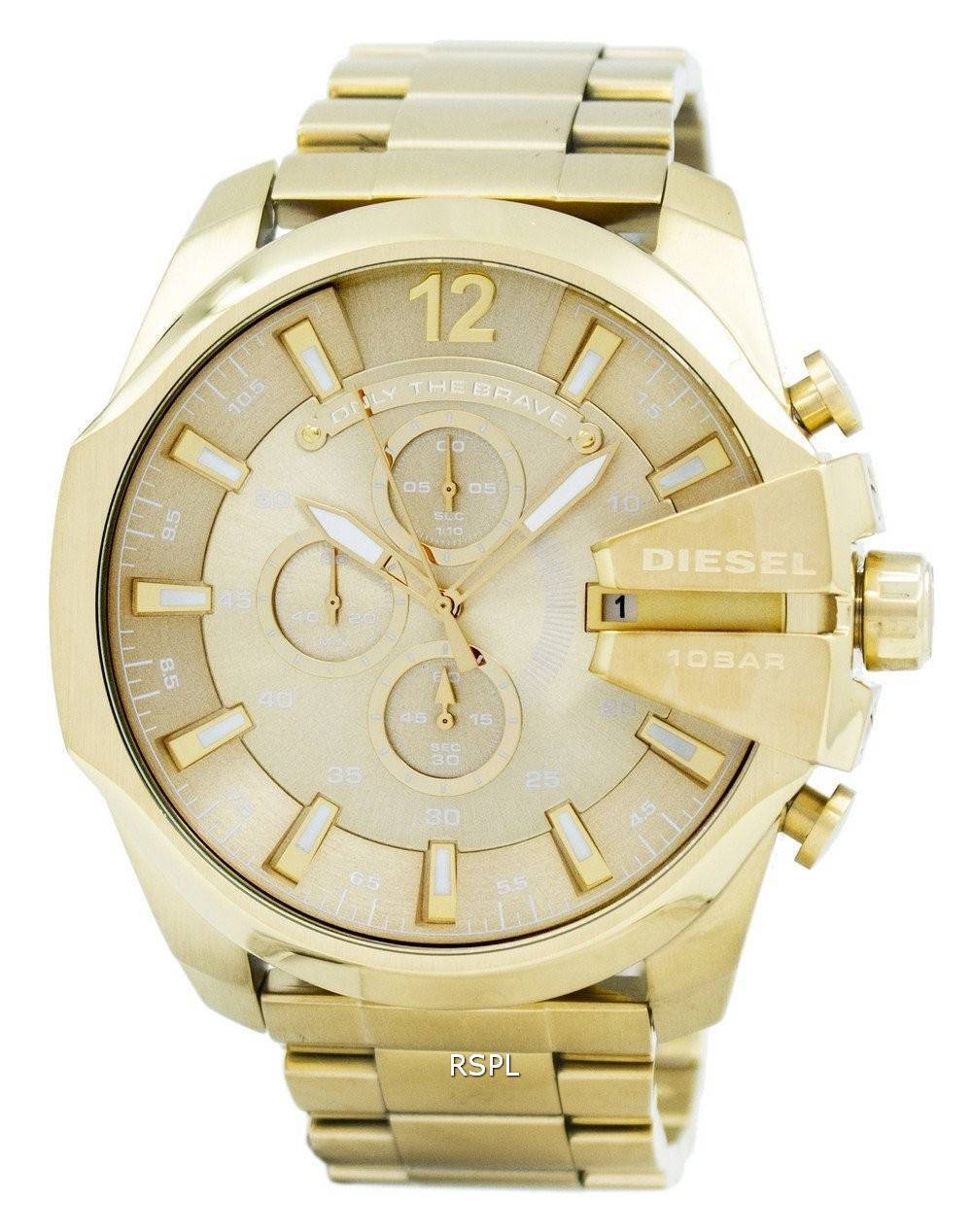 Diesel Quartz Mega chef Chronograph Gold Tone DZ4360 montre homme