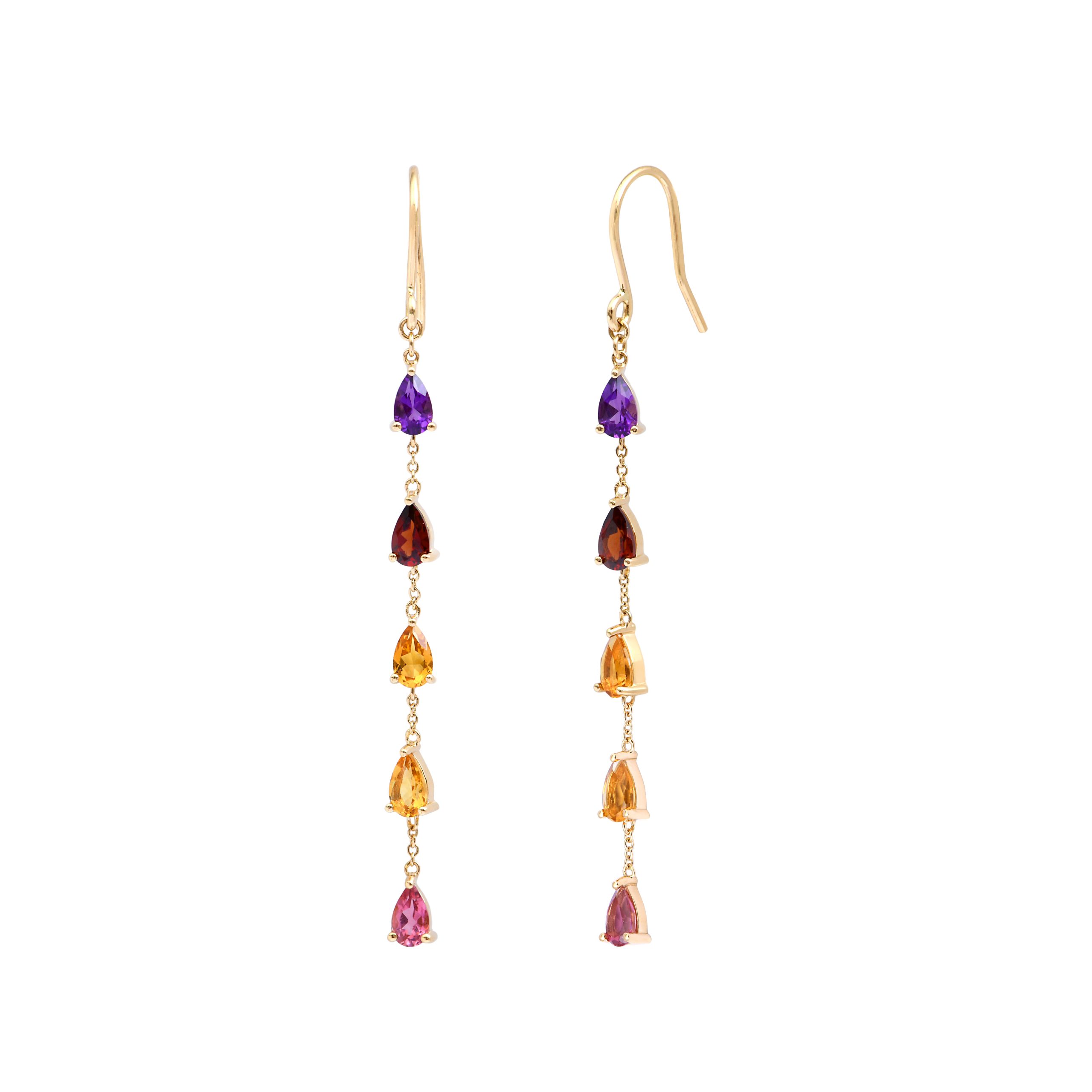 Achat Boucles d'oreilles India en or jaune et pierres de couleurs