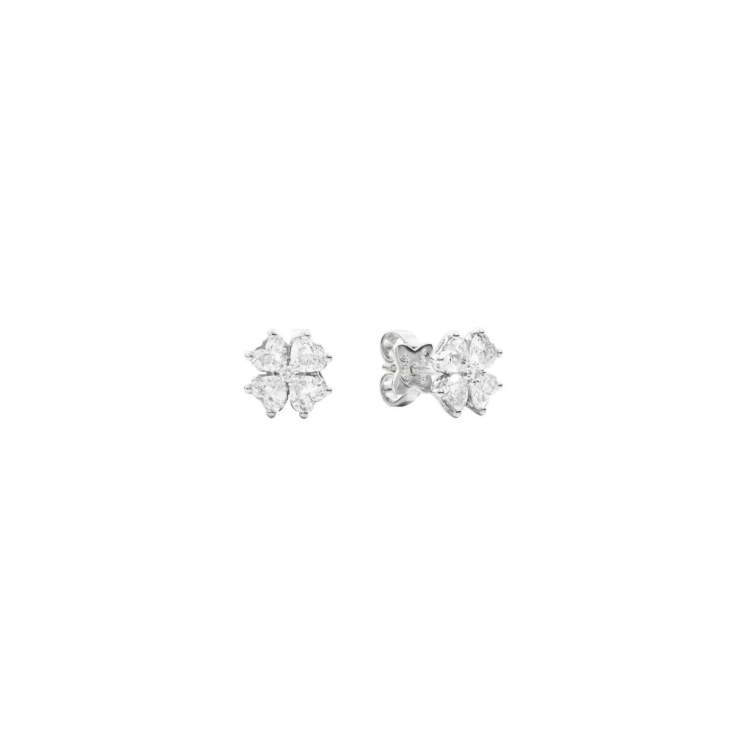 Achat Boucles d'oreilles Recarlo Anniversary Love Ligne Quadrifoglio en or blanc et diamants