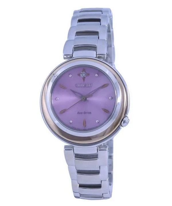 Montre pour femme Citizen Diamond Accent cadran violet en acier inoxydable Eco-Drive EM0588-81X