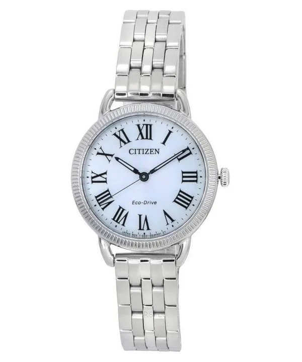 Montre pour femme Citizen Classic Eco-Drive Coin Edge en acier inoxydable avec cadran argenté EM1050-56A