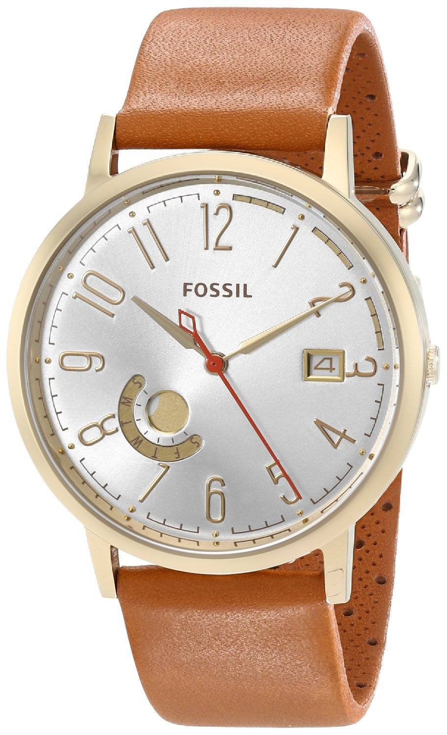 Muse Vintage fossiles Quartz cadran argenté cuir sable ES3751 femmes montre