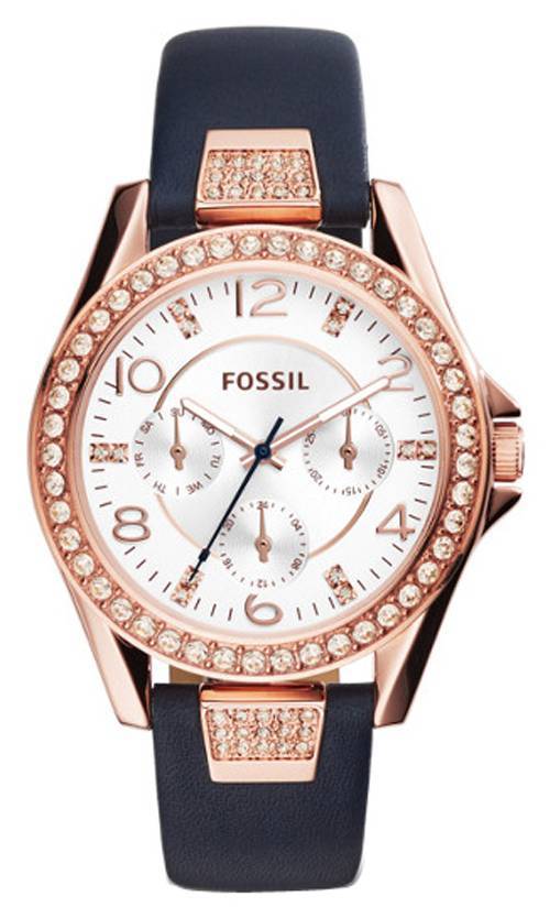 Montre Quartz Crystal multifonction Riley fossile ES3887 féminin