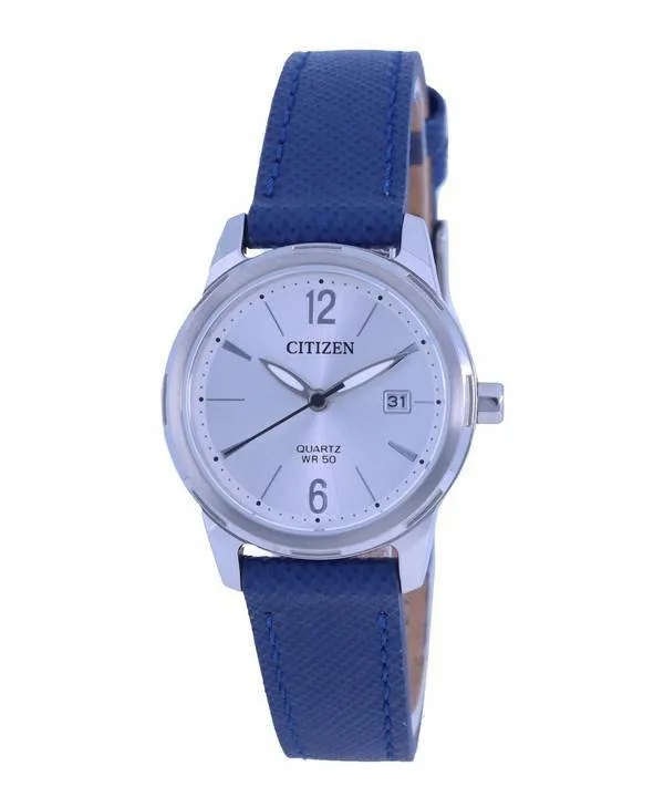 Montre Citizen pour femme avec cadran argenté et bracelet en cuir à quartz EU6070-19A