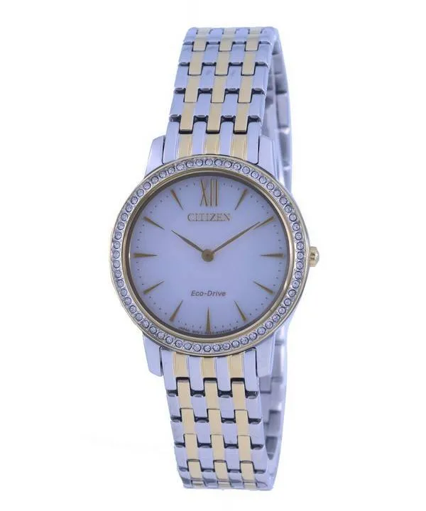 Montre Citizen Elegance Crystal Accents pour femme Eco-Drive EX1484-81A en acier inoxydable bicolore