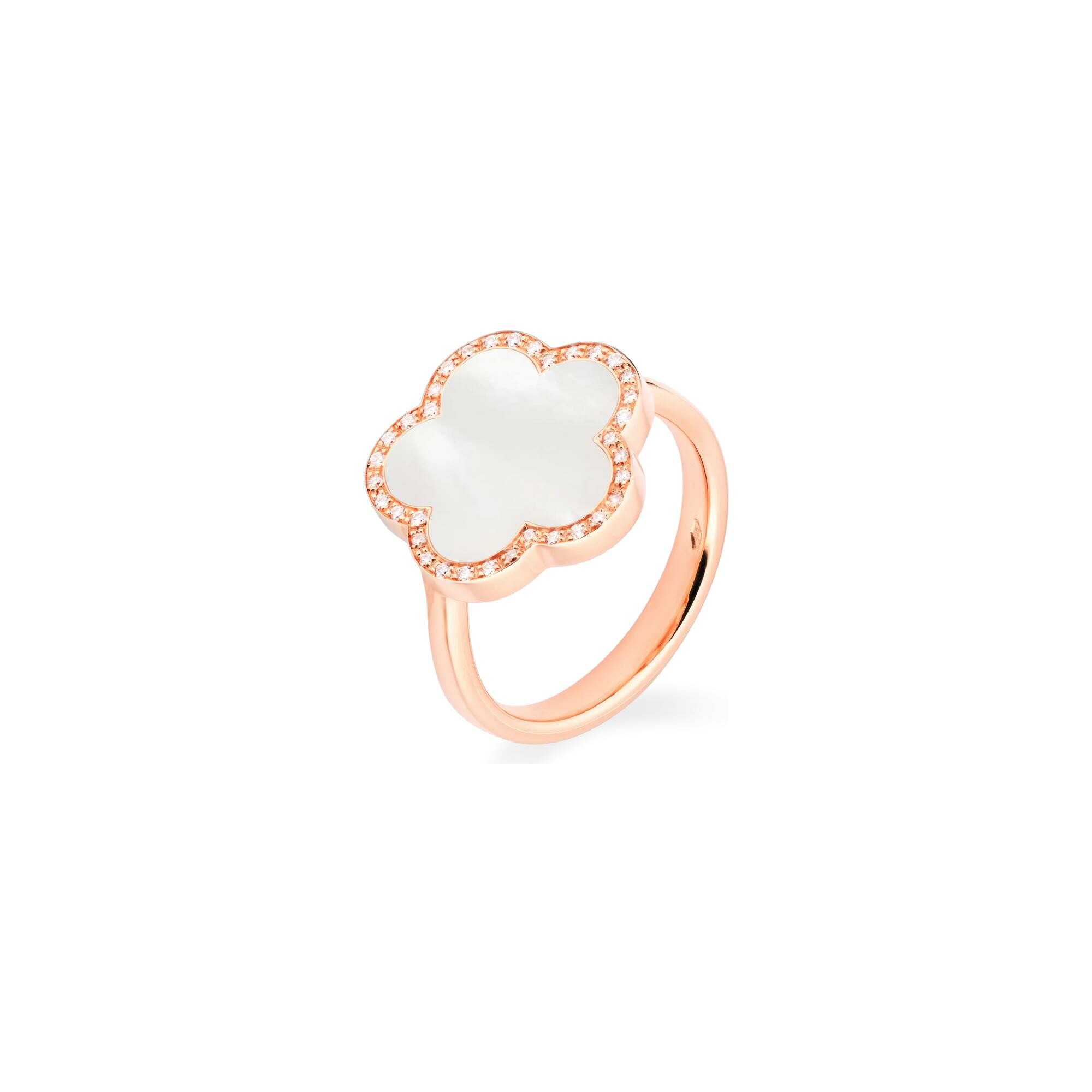 Achat Bague Cesare Pompanon Fiore di Mamma entourage diamants en or rose et nacre blanche