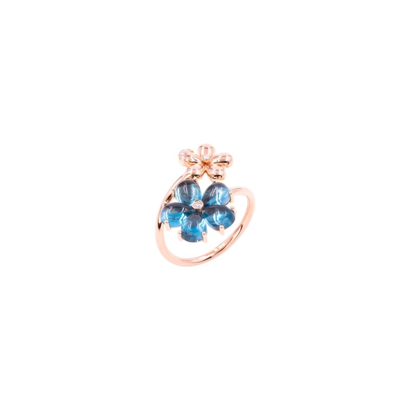 Achat Bague Cesare Pompanon Primavera en or rose, topaze Blue London et diamants blancs