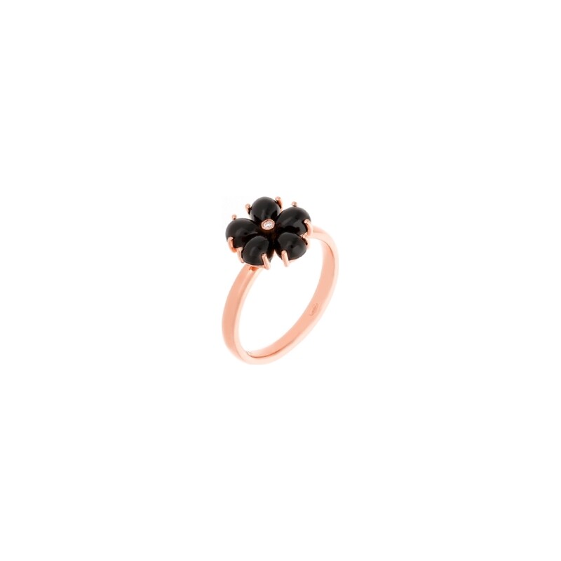 Achat Bague Cesare Pompanon Primavera petit modèle en or rose et onyx et diamants blancs