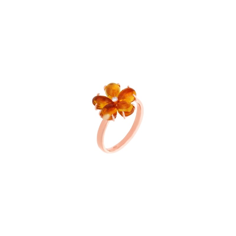 Achat Bague Cesare Pompanon Primavera grand modèle en or rose et citrine Madère et diamants blancs