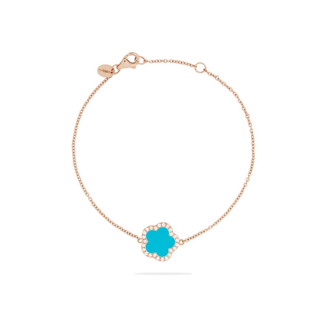 Achat Bracelet Cesare Pompanon Fiore di Mamma entourage diamants en or rose et turquoise