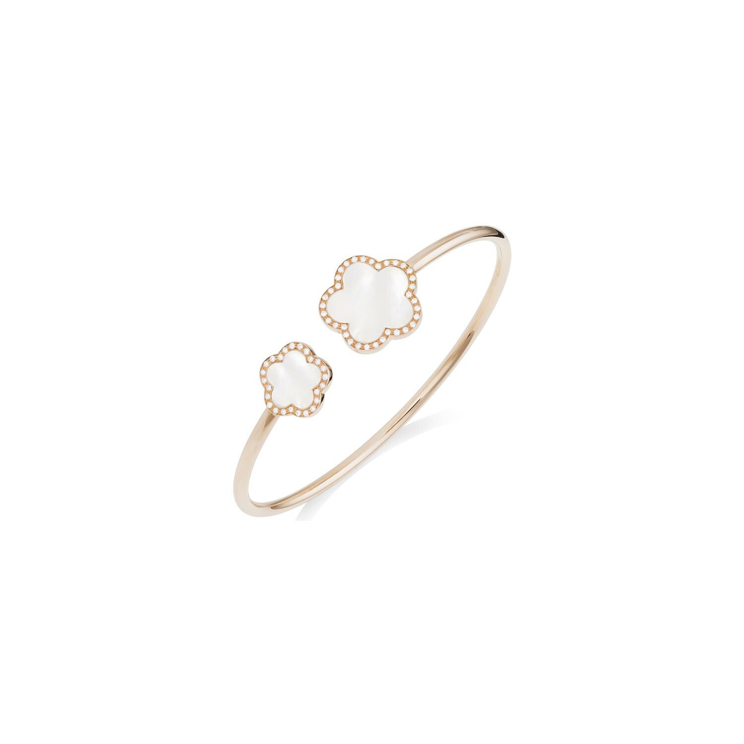 Achat Bangle Cesare Pompanon Fiore di Mamma entourage diamants en or rose et nacres blanches
