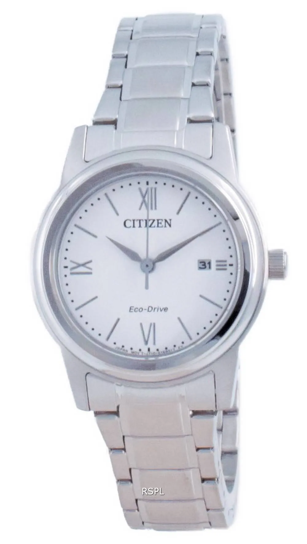 Montre Citizen Classic Ã  cadran blanc en acier inoxydable Eco-Drive FE1220-89A 100M pour femme