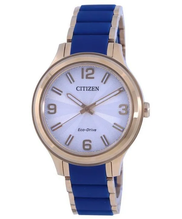 Citizen Silver Dial Two Tone Acier Inoxydable Eco-Drive FE7078-93A Water 100M Montre Femme