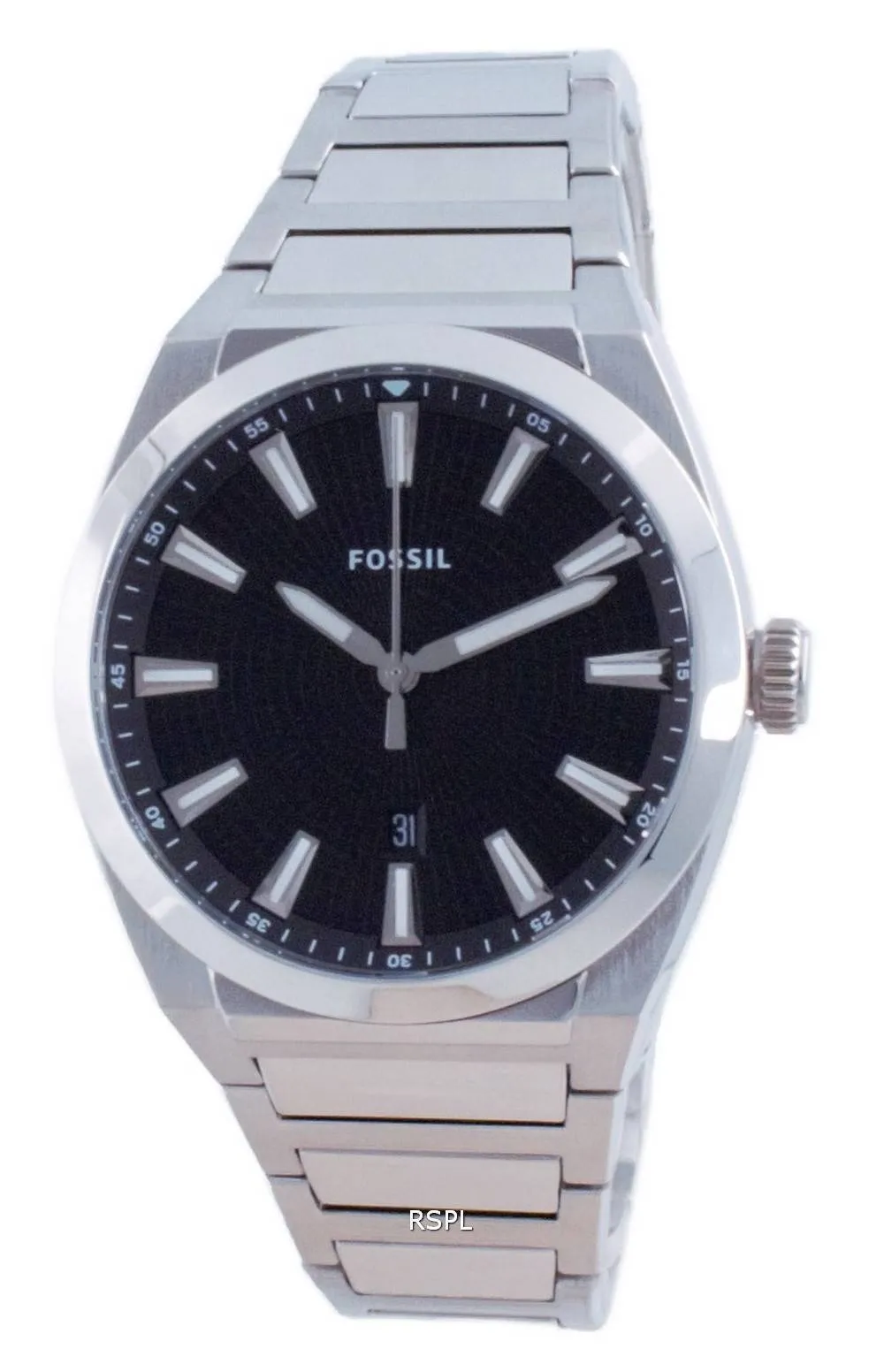 Montre Homme Fossil Everett Cadran Noir Acier Inoxydable Quartz FS5821