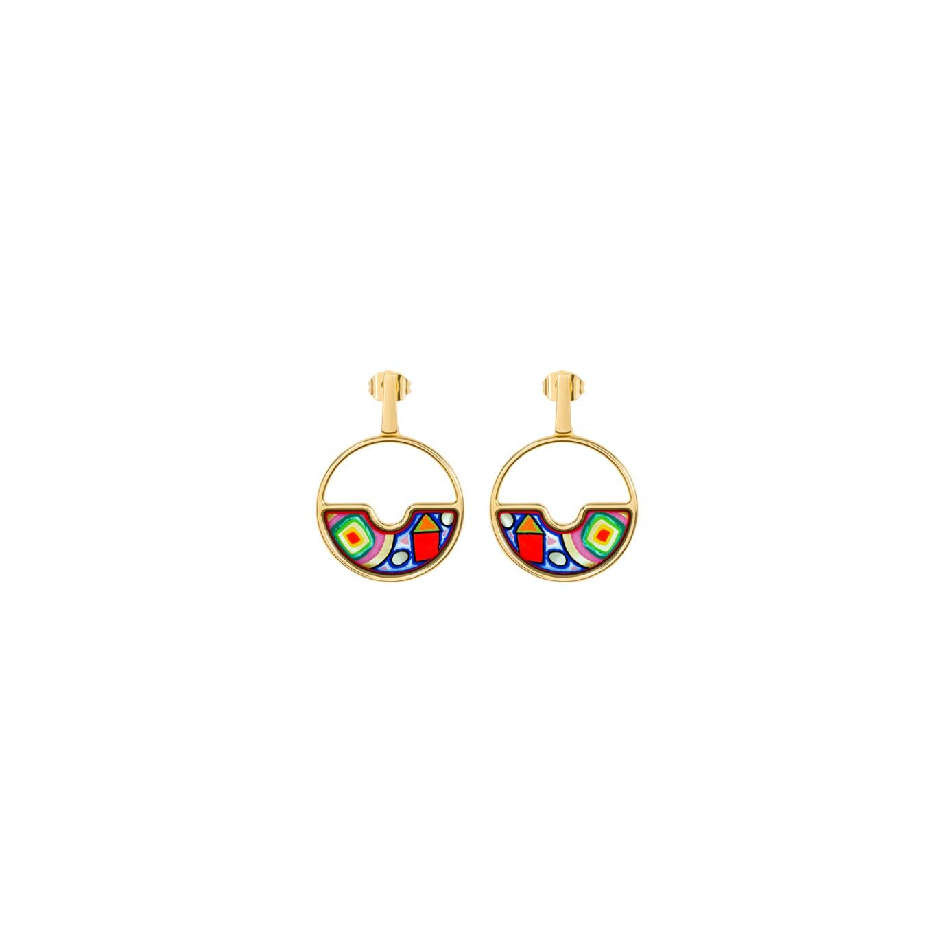Achat Boucles d'oreilles FREYWILLE Hommage à Hundertwasser Swing en email et plaqué or