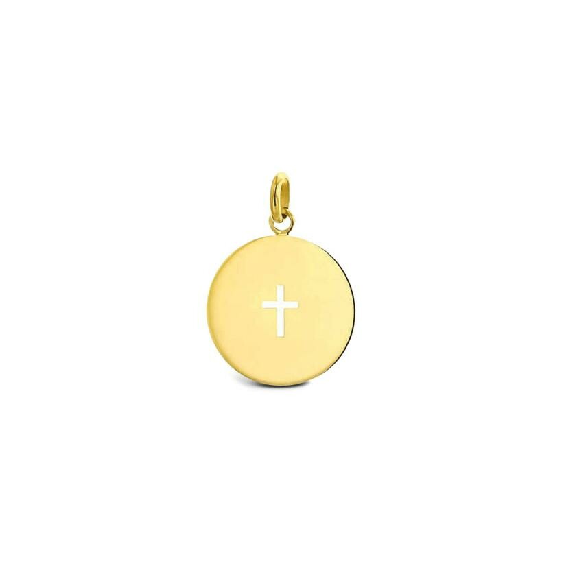 Achat Pendentif Arthus Bertrand Croix ajourée dans médaille F. mince 18 mm or jaune poli