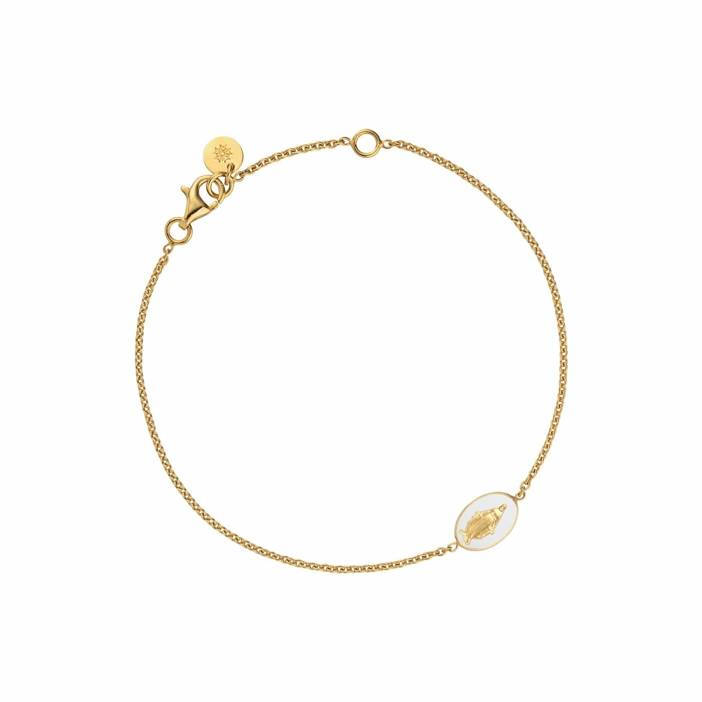Achat Bracelet Arthus Bertrand médaille Miraculeuse en or jaune, laqué blanc