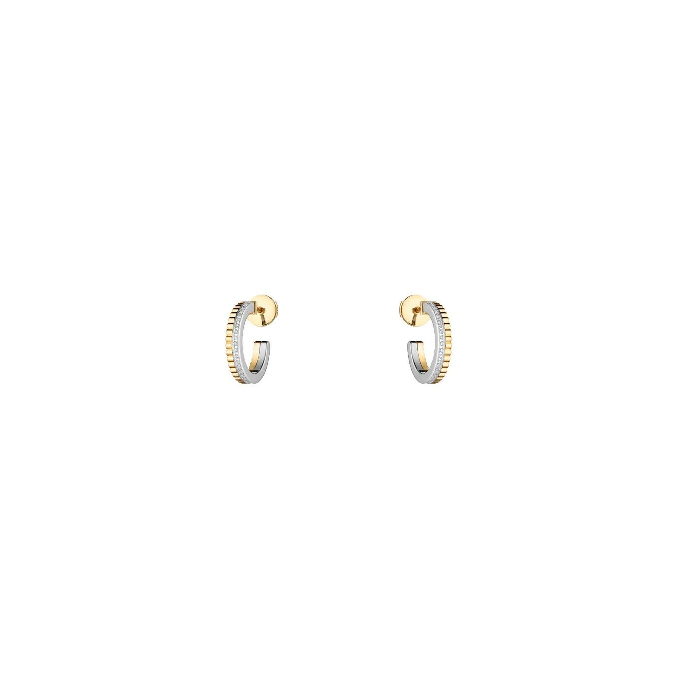 Achat Boucles d'oreilles créoles Boucheron Quatre Radiant Edition en or blanc, or jaune et diamants
