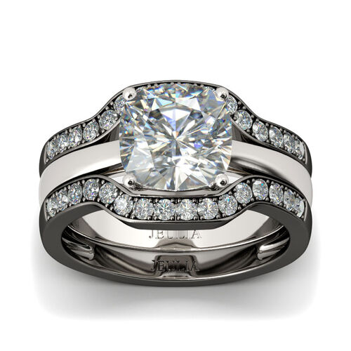 Jeulia Ensemble de Bagues Bicolore en Argent Sterling Coupe Coussin 3PC