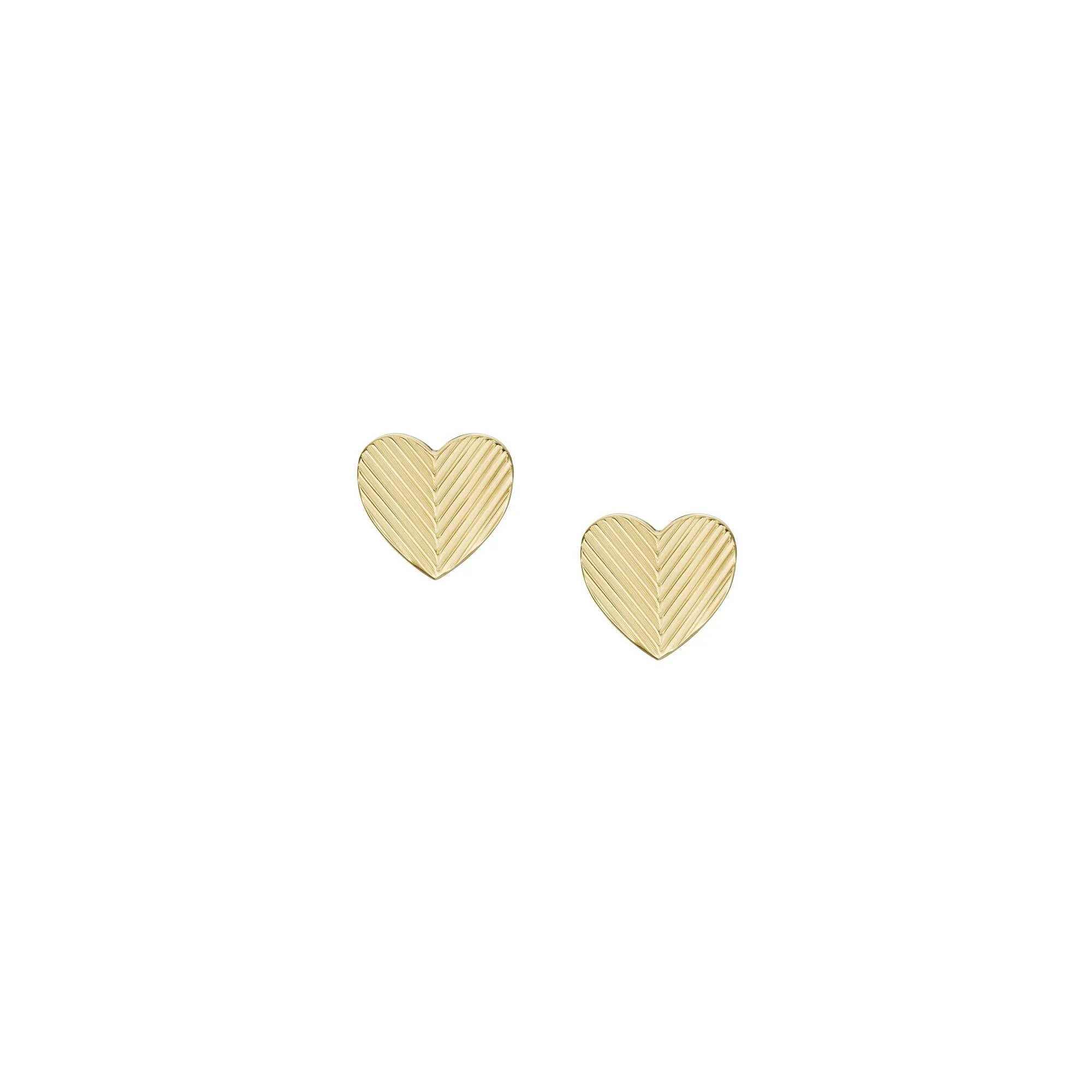 Boucles d'oreilles FOSSIL Linear Texture Heart en acier doré