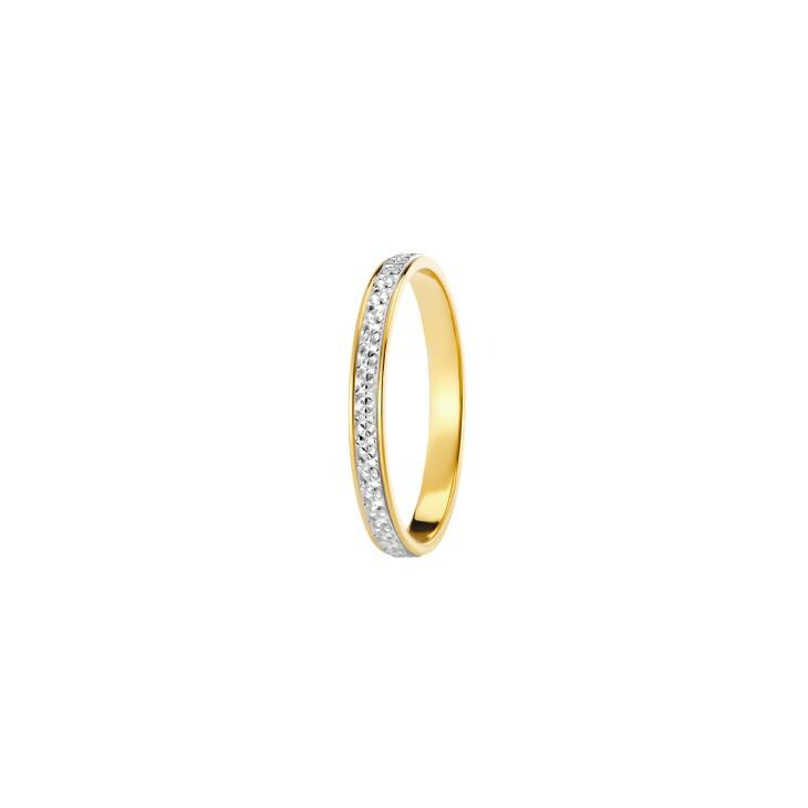 Achat Alliance jonc Castel en or jaune et blanc effet poli et diamanté, 2.5mm