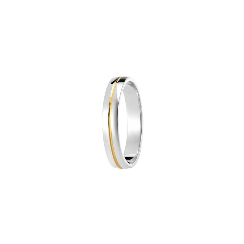 Achat Alliance jonc Tinosa en or jaune et blanc effet poli et rainures, 4mm